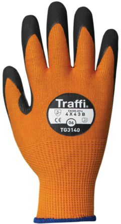 Traffi Amber Nitrile, Nylon Cut Resistant Cut Resistant Gloves, Size 10, Nitrile Coating [TG3140-10]; 250-1043