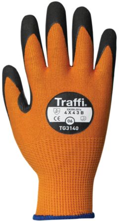 Traffi Amber Nitrile, Nylon Cut Resistant Cut Resistant Gloves, Size 6, Nitrile Coating [TG3140-06]; 250-1045
