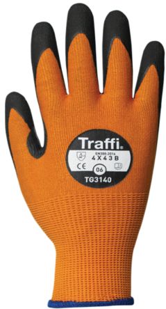 Traffi Amber Nitrile, Nylon Cut Resistant Cut Resistant Gloves, Size 7, Nitrile Coating [TG3140-07]; 250-1046