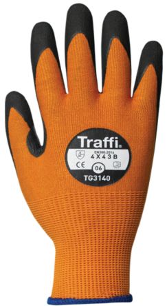 Traffi Amber Nitrile, Nylon Cut Resistant Cut Resistant Gloves, Size 8, Nitrile Coating [TG3140-08]; 250-1047
