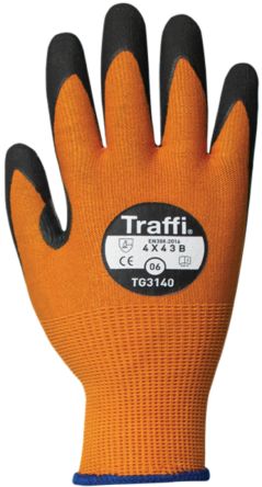 Traffi Amber Nitrile, Nylon Cut Resistant Cut Resistant Gloves, Size 9, Nitrile Coating [TG3140-09]; 250-1048