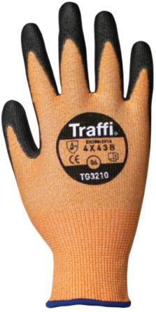 Traffi Amber Elastane, HPPE, Nylon Cut Resistant Cut Resistant Gloves, Size 11, Polyurethane Coating [TG3210-11]; 250-1051