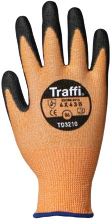 Traffi Amber Elastane, HPPE, Nylon Cut Resistant Cut Resistant Gloves, Size 7, Polyurethane Coating [TG3210-07]; 250-1054
