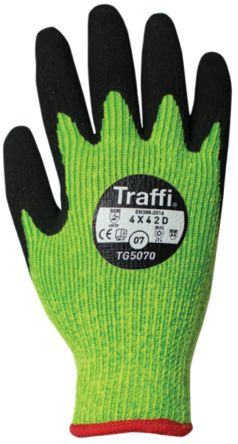 Traffi Green Natural Rubber Latex Nylon Cut Resistant Cut Resistant Gloves, Size 9, Latex Coating [TG5070-09]; 250-1083