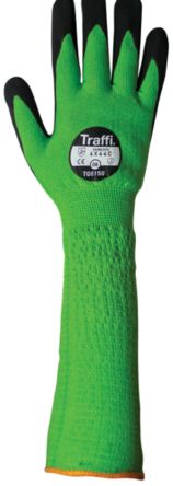 Traffi Green Nitrile, Nylon Cut Resistant Cut Resistant Gloves, Size 10, Nitrile Coating [T21-TG5150-10]; 250-1098