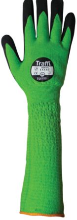 Traffi Green Nitrile, Nylon Cut Resistant Cut Resistant Gloves, Size 7, Nitrile Coating [TG5150-07]; 250-1101
