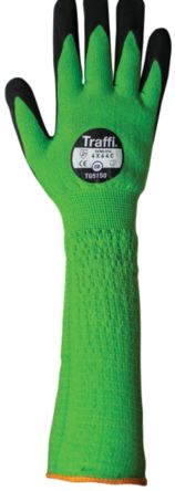 Traffi Green Nitrile, Nylon Cut Resistant Cut Resistant Gloves, Size 8, Nitrile Coating [TG5150-08]; 250-1102