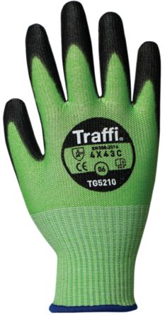 Traffi Green Cut Resistant Cut Resistant Gloves, Size 11, Polyurethane Coating [TG5210-11]; 250-1111