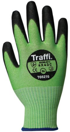 Traffi Green Cut Resistant Cut Resistant Gloves, Size 12, Polyurethane Coating [TG5210-12]; 250-1112