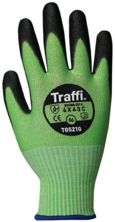 Traffi Green Cut Resistant Cut Resistant Gloves, Size 7, Polyurethane Coating [TG5210-07]; 250-1114