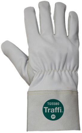 Traffi White Leather, Para-aramid Cut Resistant Cut Resistant Gloves, Size 10, Leather Coating [TG5580-10]; 250-1144