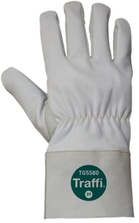 Traffi White Leather, Para-aramid Cut Resistant Cut Resistant Gloves, Size 11, Leather Coating [TG5580-11]; 250-1146