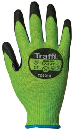 Traffi Green Cut Resistant Cut Resistant Gloves, Size 10, Polyurethane Coating [TG6010-10]; 250-1152