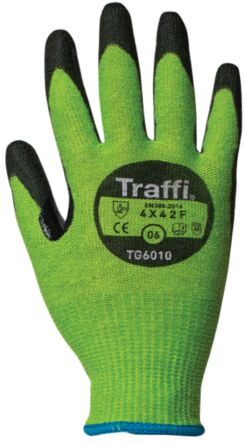 Traffi Green Cut Resistant Cut Resistant Gloves, Size 11, Polyurethane Coating [TG6010-11]; 250-1153