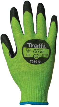 Traffi Green Cut Resistant Cut Resistant Gloves, Size 7, Polyurethane Coating [TG6010-07]; 250-1155