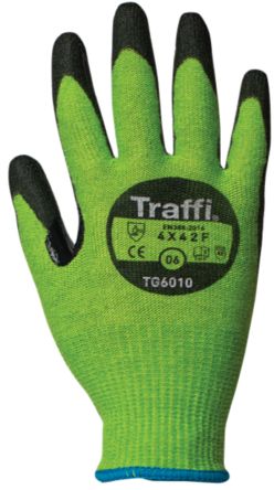 Traffi Green Cut Resistant Cut Resistant Gloves, Size 8, Polyurethane Coating [TG6010-08]; 250-1156