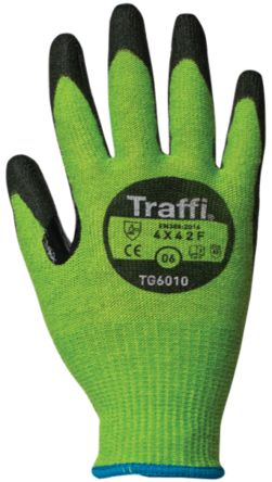 Traffi Green Cut Resistant Cut Resistant Gloves, Size 9, Polyurethane Coating [TG6010-09]; 250-1157