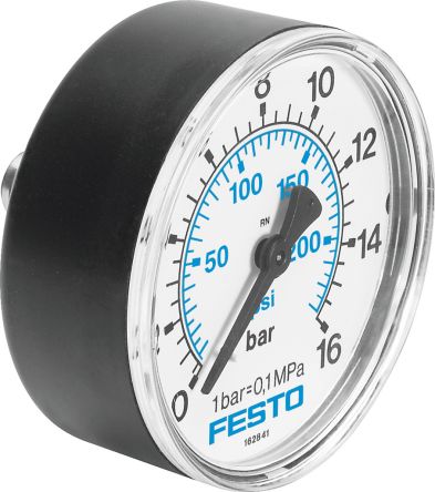 Festo G 1/4 Analogue Pressure Gauge 16bar Back Entry 50mm Outside Diameter [MA-50-16-1/4]; 250-2686