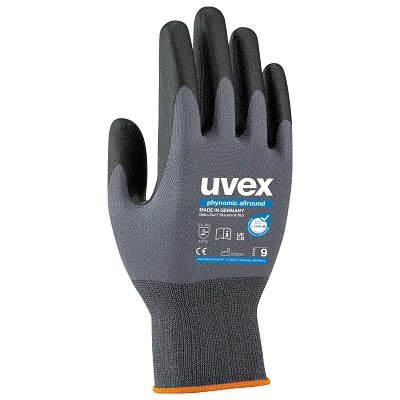 uvex phynomic allround Grey Elastane, Polyamide Abrasion Resistant Work Gloves, Size 5, Aqua-Polymer Foam Coating [6004905]; 250-3155