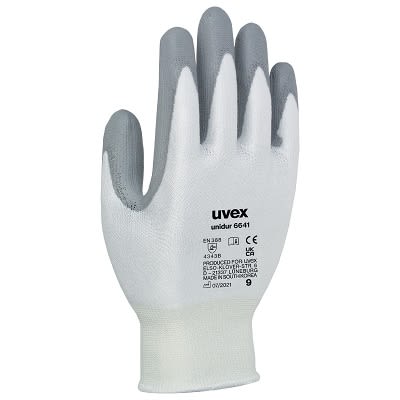 uvex unidur 6641 Grey Elastane, HPE Abrasion Resistant, Cut Resistant Work Gloves, Size 11, Polyurethane Coating [6021011]; 250-3225