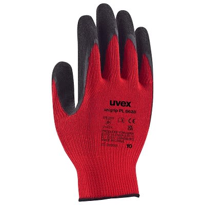 uvex unigrip PL/CL Red Polyester Abrasion Resistant Latex Gloves, Size 7, Latex Coating [6059907]; 250-3236
