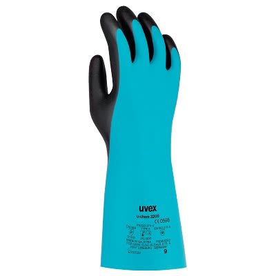 uvex u-chem 3200 Blue Nylon Chemical Resistant Work Gloves, Size 7, NBR Coating [6097207]; 250-3261