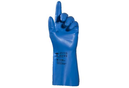 Mapa Blue Nitrile Chemical Resistant Gloves, Size 9 [34472009]; 250-7386