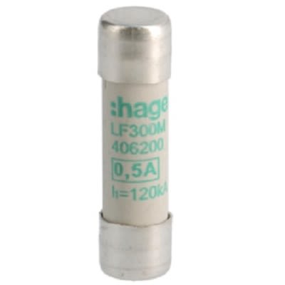 Hager 500mA Cartridge Fuse, 10 x 38mm [LF300M]; 250-8588