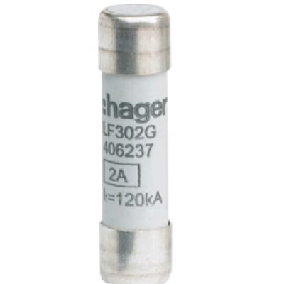 Hager 2A Cartridge Fuse, 10 x 38mm [LF302G]; 250-8593