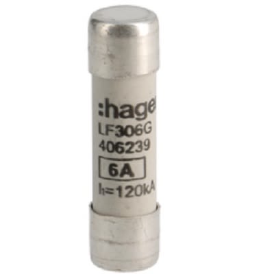 Hager 6A Cartridge Fuse, 10 x 38mm [LF306G]; 250-8597