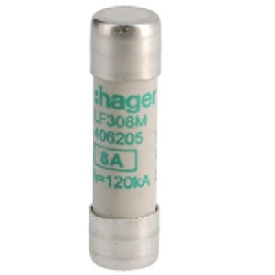 Hager 8A Cartridge Fuse, 10 x 38mm [LF308M]; 250-8600