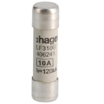 Hager 10A Cartridge Fuse, 10 x 38mm [LF310G]; 250-8601