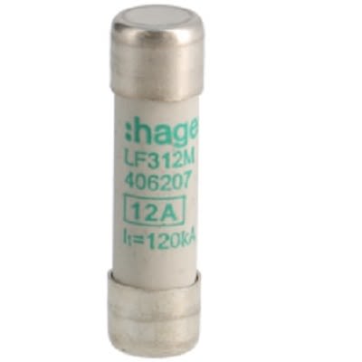 Hager 12A Cartridge Fuse, 10 x 38mm [LF312M]; 250-8605