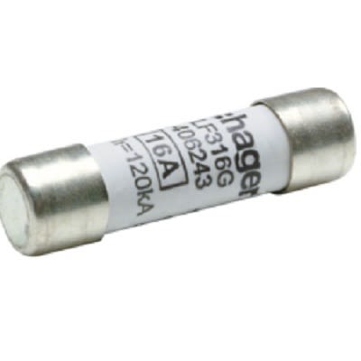 Hager 16A Cartridge Fuse, 10 x 38mm [LF316G]; 250-8606
