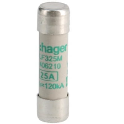 Hager 25A Cartridge Fuse, 10 x 38mm [LF325M]; 250-8614