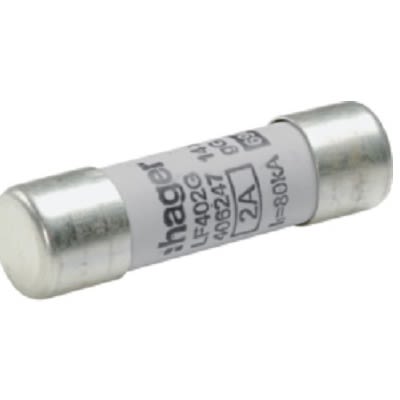 Hager 2A Cartridge Fuse, 14 x 51mm [LF402G]; 250-8616