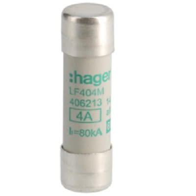 Hager 4A Cartridge Fuse, 14 x 51mm [LF404M]; 250-8618