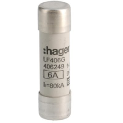 Hager 6A Cartridge Fuse, 14 x 51mm [LF406G]; 250-8619