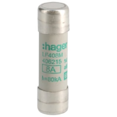 Hager 8A Cartridge Fuse, 14 x 51mm [LF408M]; 250-8621