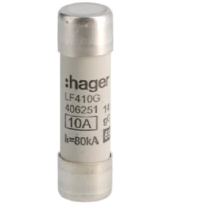 Hager 10A Cartridge Fuse, 14 x 51mm [LF410G]; 250-8622