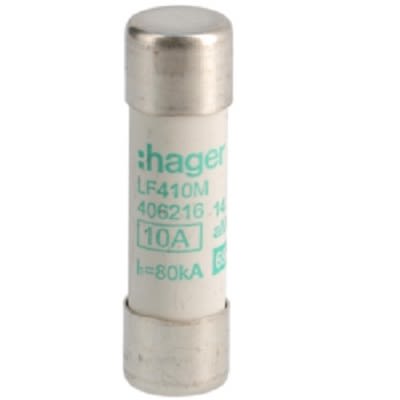 Hager 10A Cartridge Fuse, 14 x 51mm [LF410M]; 250-8623