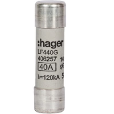 Hager 40A Cartridge Fuse, 14 x 51mm [LF440G]; 250-8633