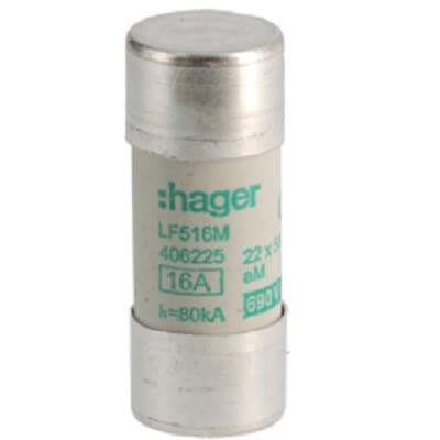 Hager 16A Cartridge Fuse, 22.2 x 58mm [LF516M]; 250-8639