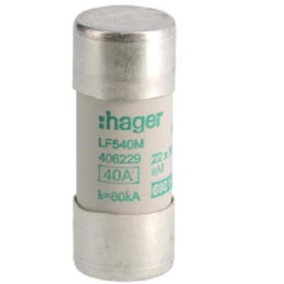 Hager 40A Cartridge Fuse, 22.2 x 58mm [LF540M]; 250-8648