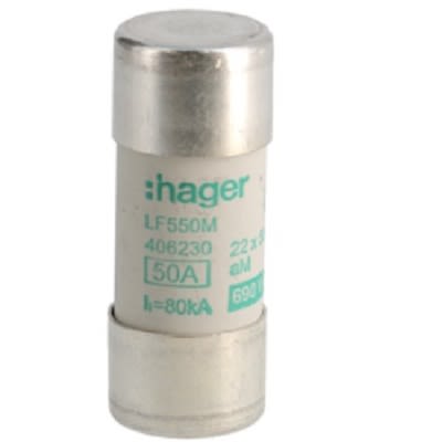 Hager 50A Cartridge Fuse, 22.2 x 58mm [LF550M]; 250-8650