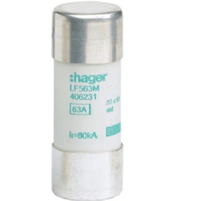 Hager 63A Cartridge Fuse, 22.2 x 58mm [LF563M]; 250-8652