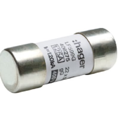 Hager 125A Cartridge Fuse, 22.2 x 58mm [LF599G]; 250-8658