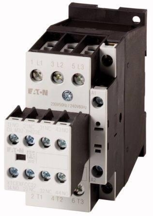 Eaton DILM Contactor, 220 V ac, 230 V dc Coil, 3-Pole, 21 kW, 1N/O [106364 DILM17-22(230V50HZ,240V60HZ)]; 250-9476