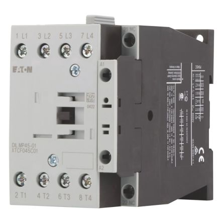 Eaton DILMP Contactor, 230/240 V ac Coil, 4-Pole, 45 A, 14 kW, 1NC [118914 DILMP45-01(230V50HZ,240V60HZ)]; 250-9699