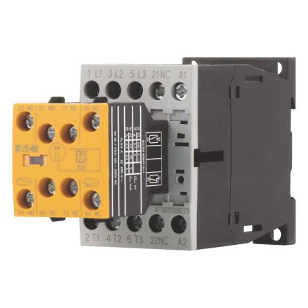 Eaton Contactor, 220 V ac, 230 V dc Coil, 3-Pole, 12 A, 7 kW, 2NC/3NO, 24 V [191723 DILMS12-R23(24VDC)]; 250-9802